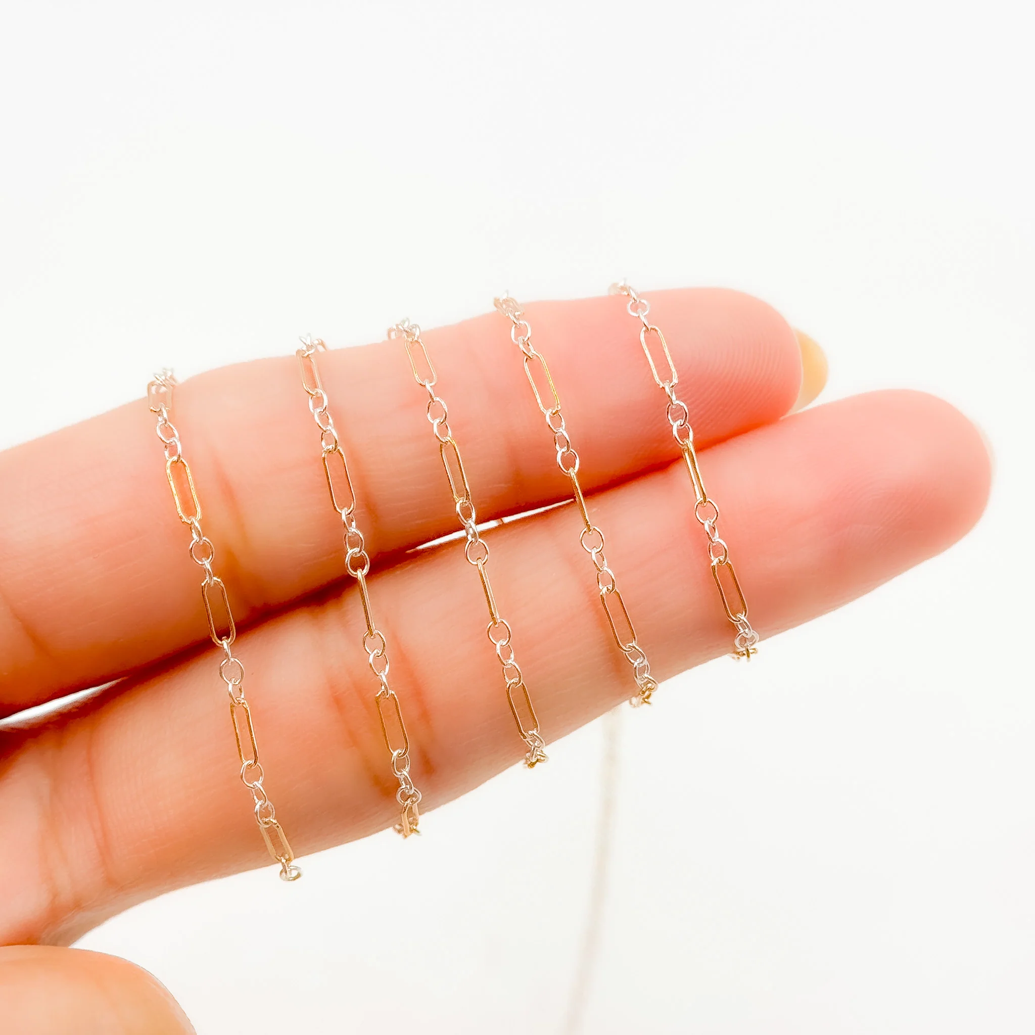 XM/1003/SP. 14k Gold Filled 1 Long & 3 Sterling Silver Short Link Chain