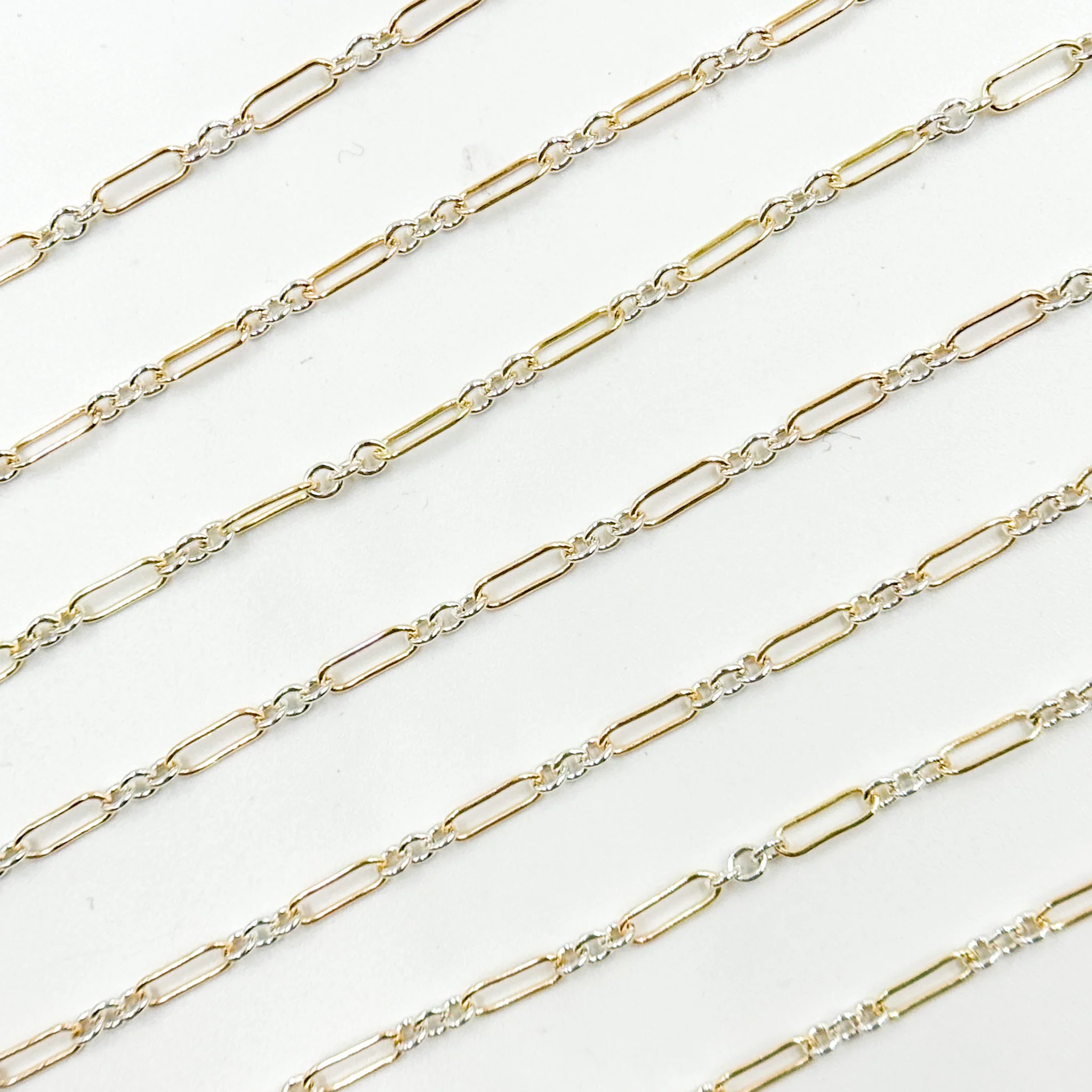 XM510TT. 1 Gold Filled Long & 3 Sterling Silver Short Link Chain - Image 3