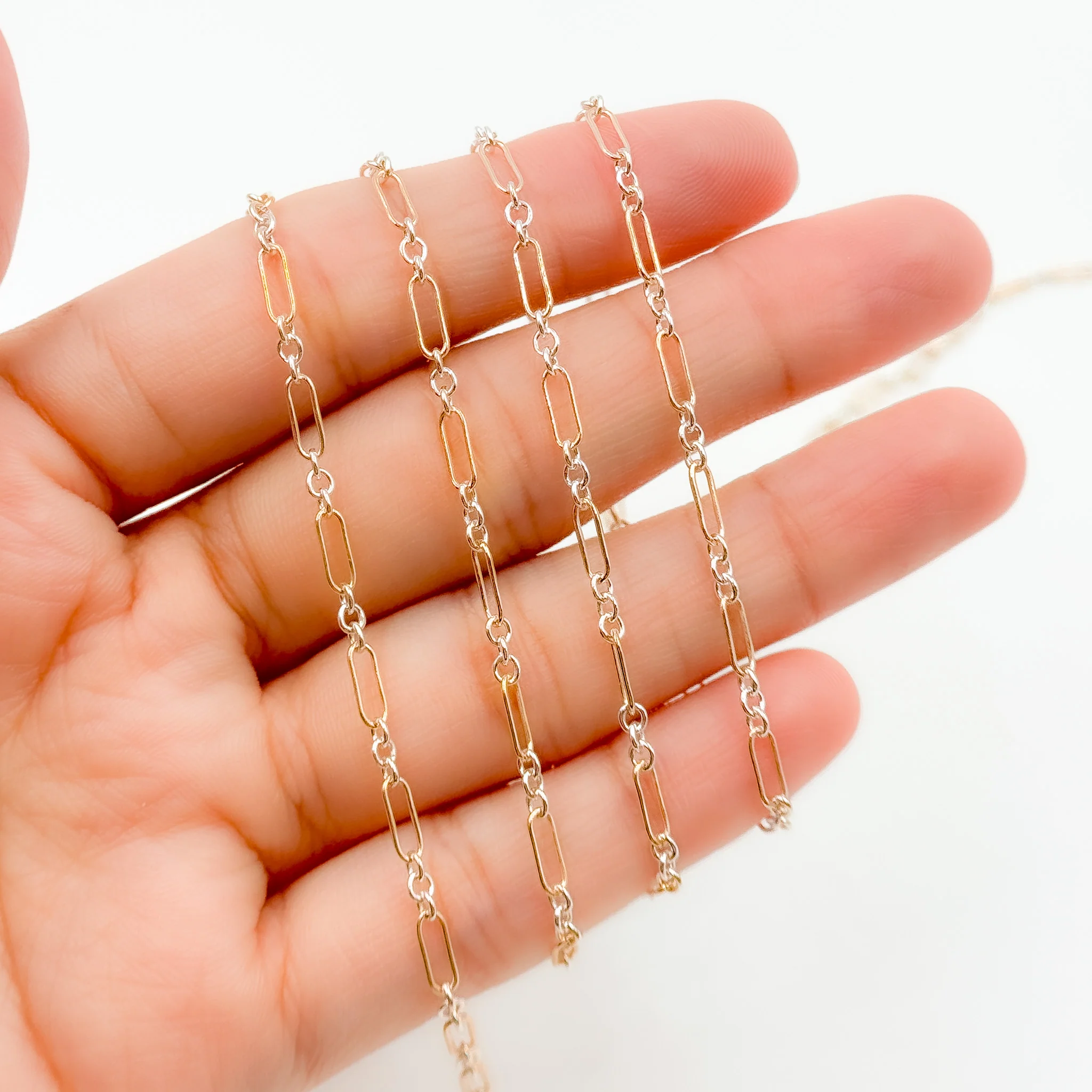 XM510TT. 1 Gold Filled Long & 3 Sterling Silver Short Link Chain - Image 4