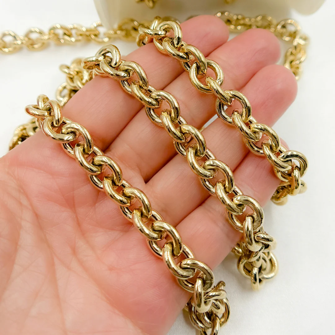 Y121GP. Gold Plated 925 Sterling Silver Hollow Smooth Circle Link Chain