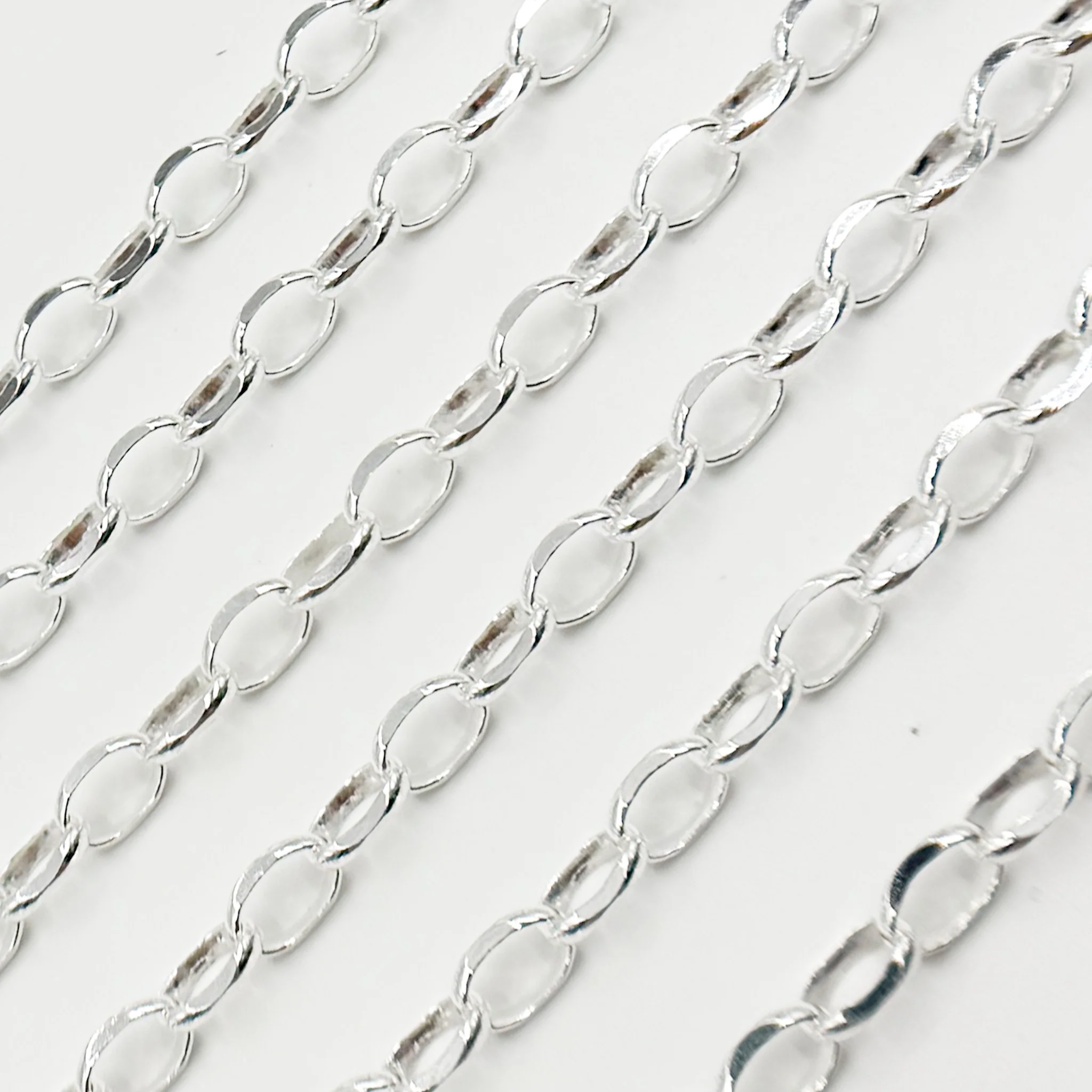 Y127DCSS. Sterling Silver Cable Oval Diamond Cut Link Chain - Image 4