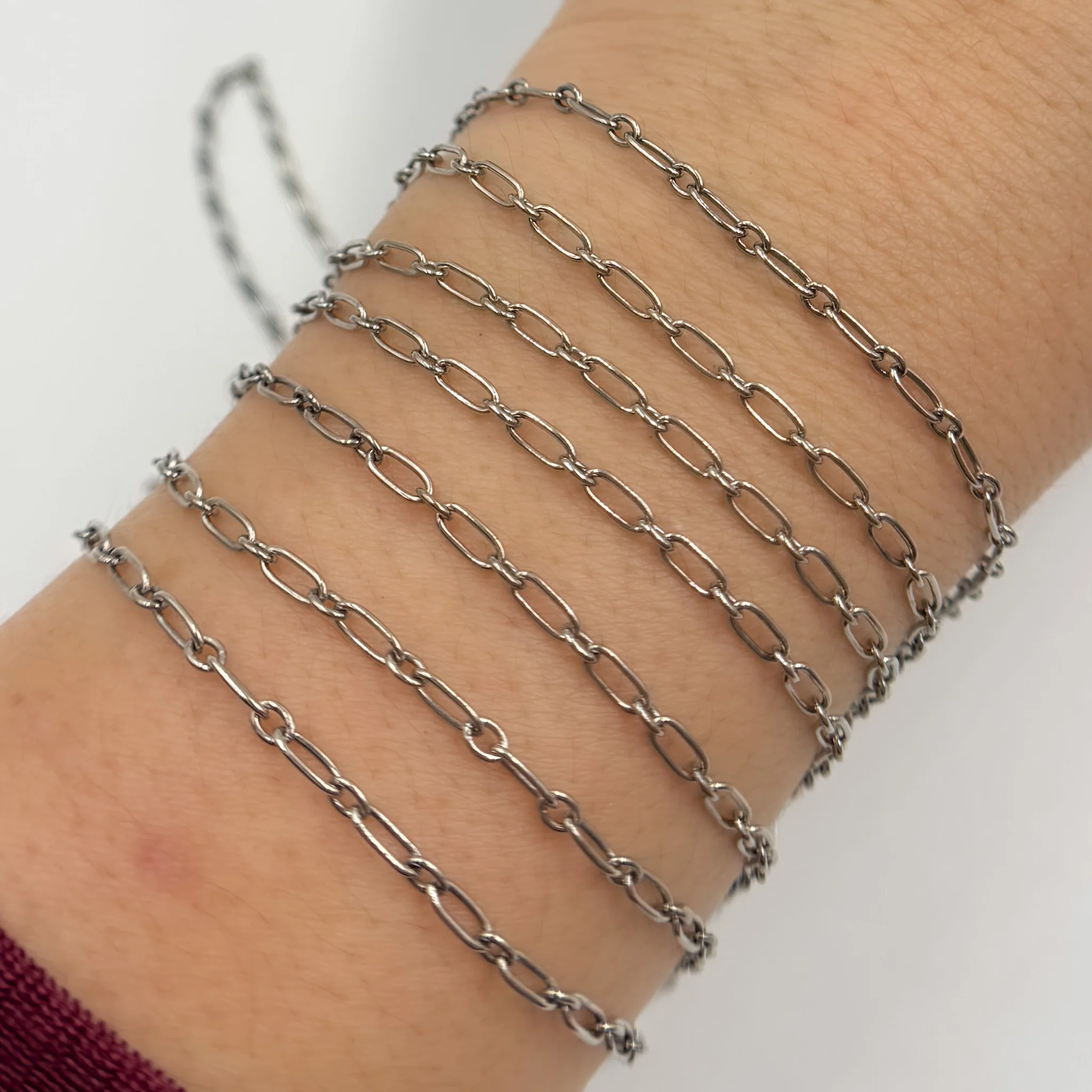 Y134OX. Oxidized Sterling Silver Smooth Long and Short Link Chain - Image 3