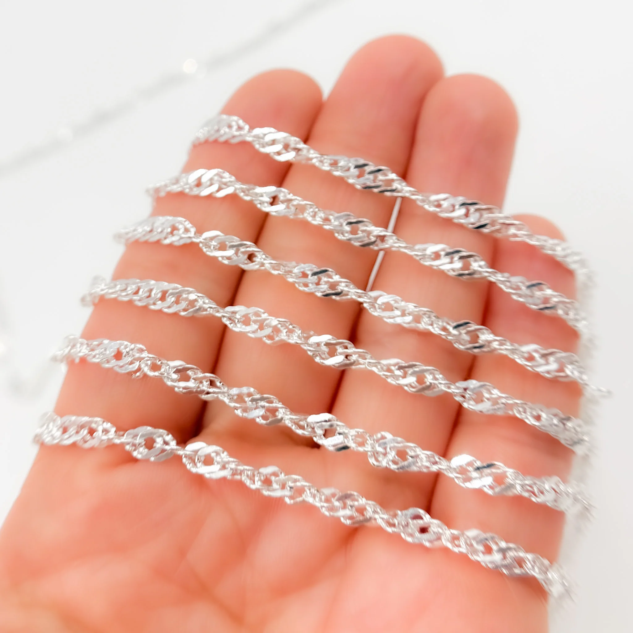Y141SS. Sterling Silver Singapore Link Chain - Image 2