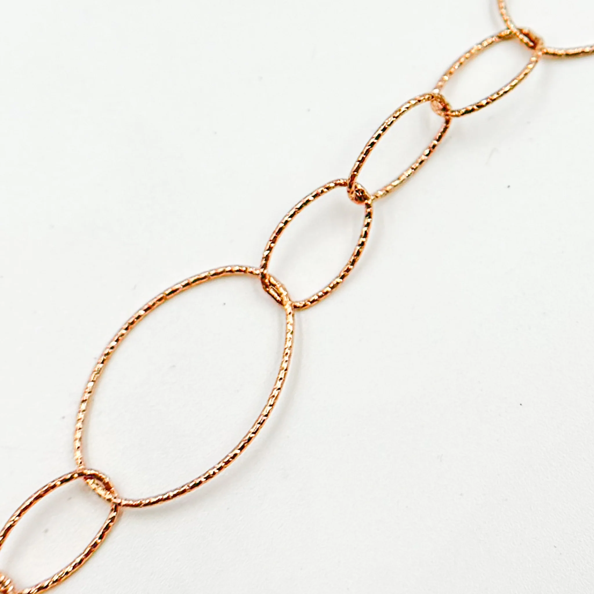 Y30RGP. Rose Gold Plated Silver Diamond Cut Long and Short Link Chain - Image 4