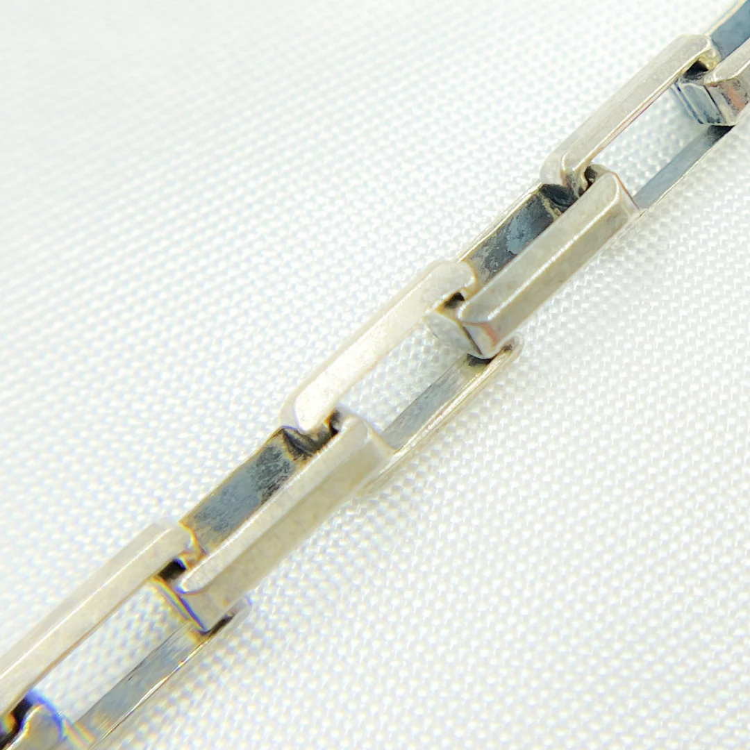 Y46OX. Oxidized Sterling Silver Diamond Cut Box Link Chain - Image 4