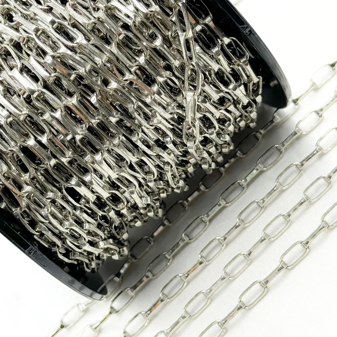 Y55OX. Oxidized 925 Sterling Silver Diamond Cut Paperclip Chain - Image 4
