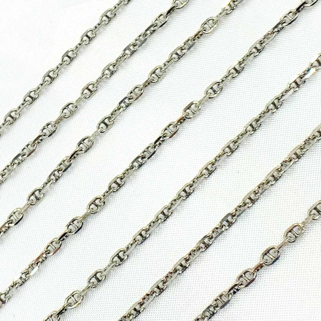 Y70OX. Oxidized 925 Sterling Silver Diamond Cut Marina Link Chain - Image 4