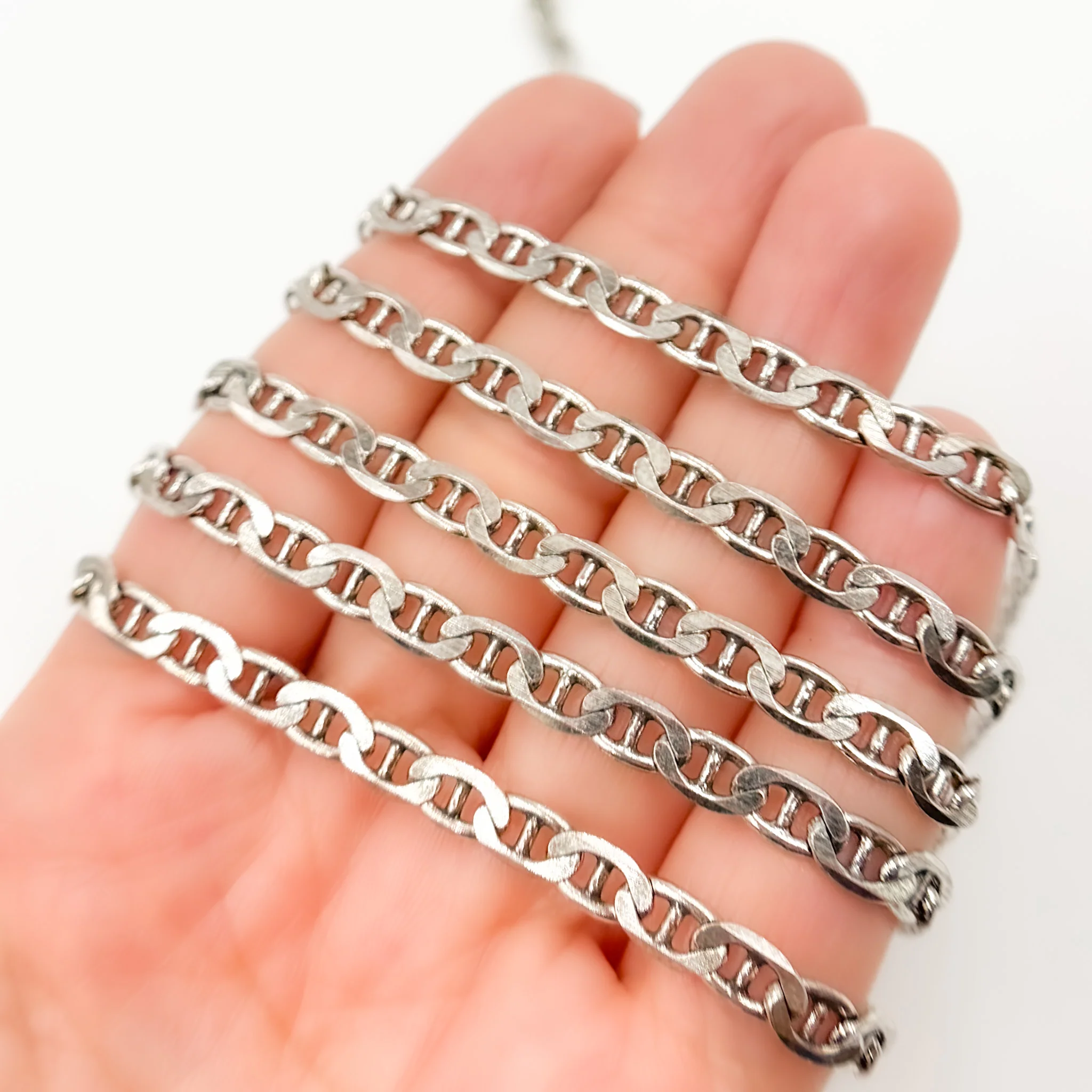 Y77OX. Oxidized Sterling Silver Flat Marina Chain - Image 3