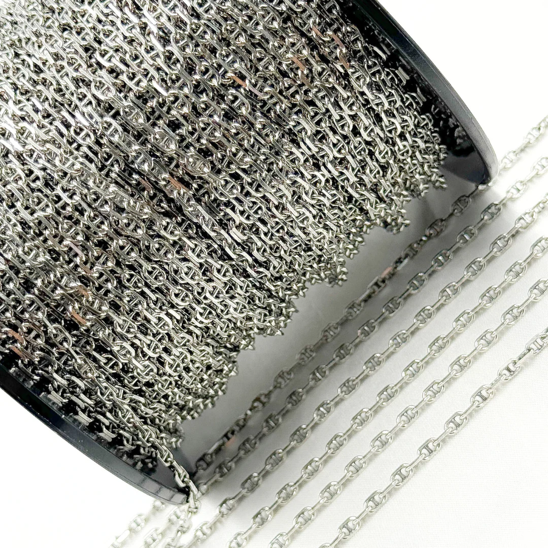 Y9OX. Oxidized Sterling Silver Diamond Cut Marina Chain - Image 5