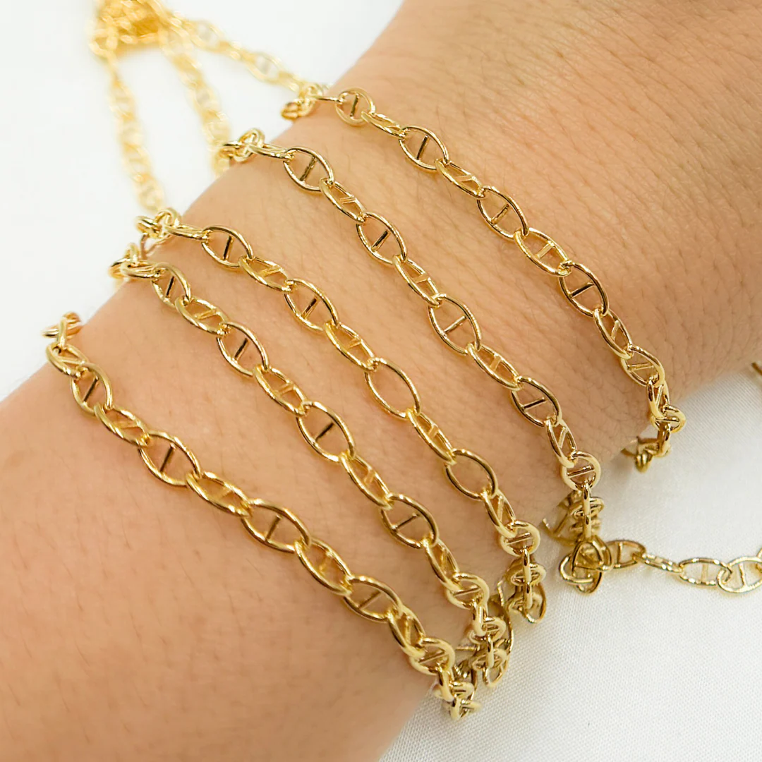 Z2GP. Gold Plated 925 Sterling Silver Smooth Marina Link Chain - Image 2