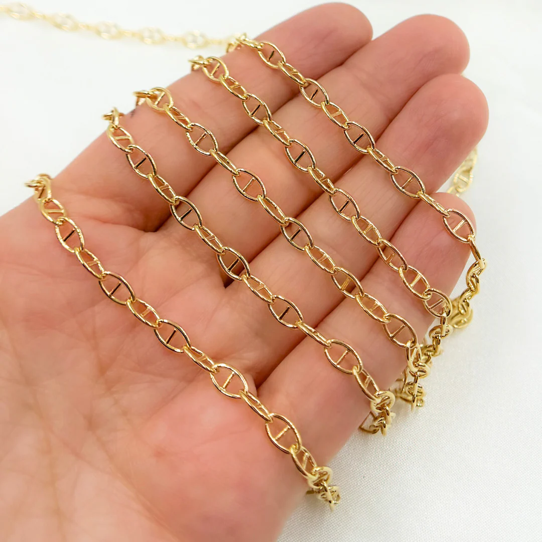 Z2GP. Gold Plated 925 Sterling Silver Smooth Marina Link Chain - Image 3