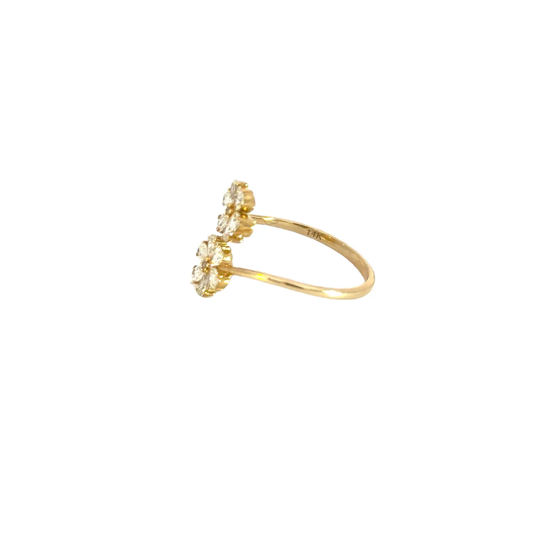 ZGG687. 14k Solid Gold Diamond Flower Ring - Image 5